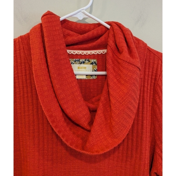 Anthropologie X Maeve Orange Ribbed Cowl Neck Top Size Large - Picture 3 of 5